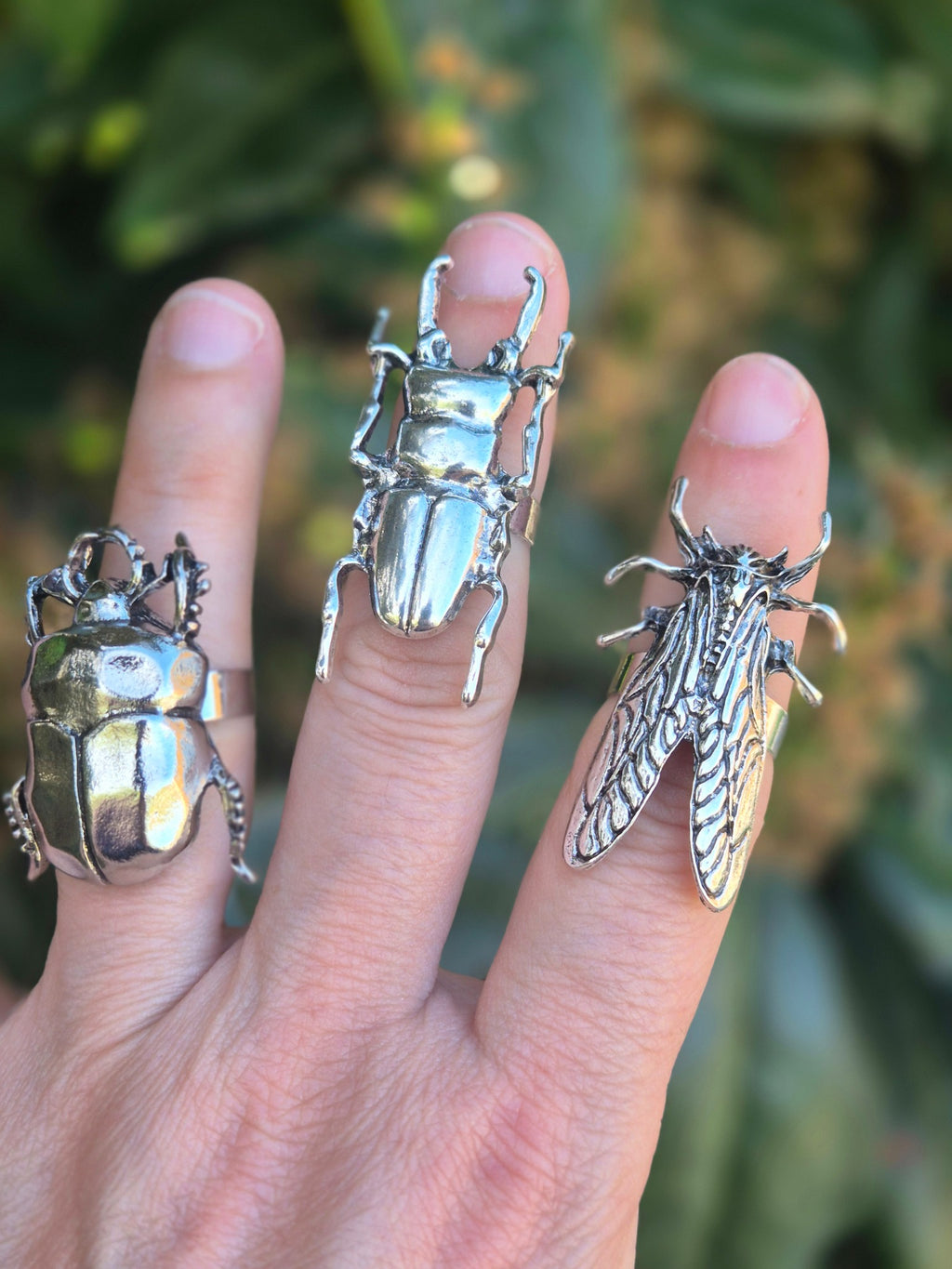 Lot de 3 bagues en forme d'insectes gothique