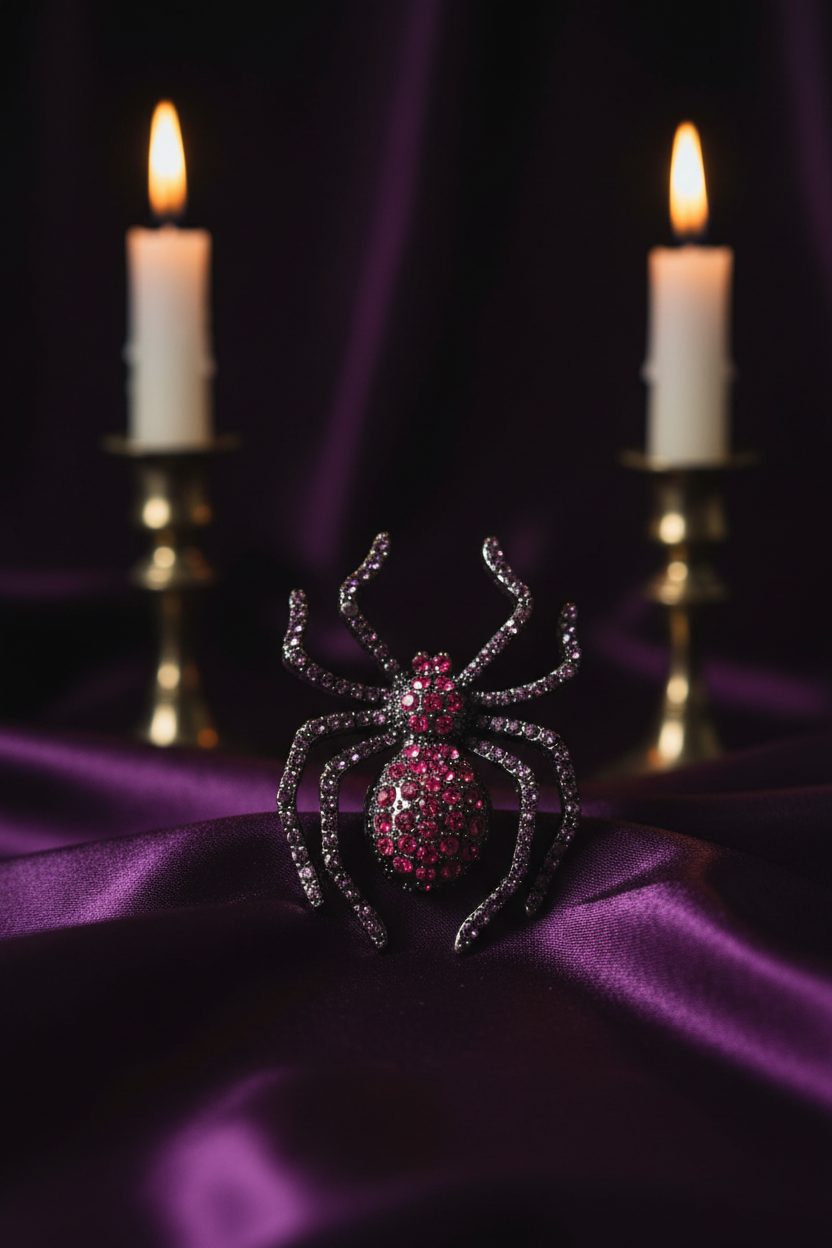 Araignée rose rubis gunmetal bougie