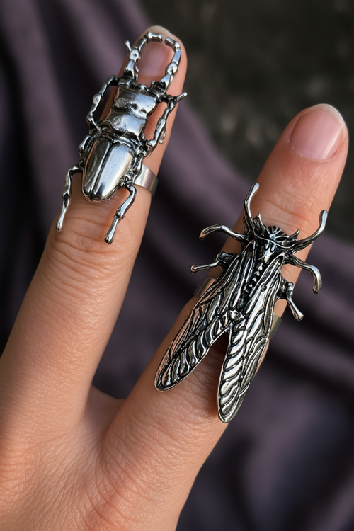 Bague cigale et scarabée - style gothique