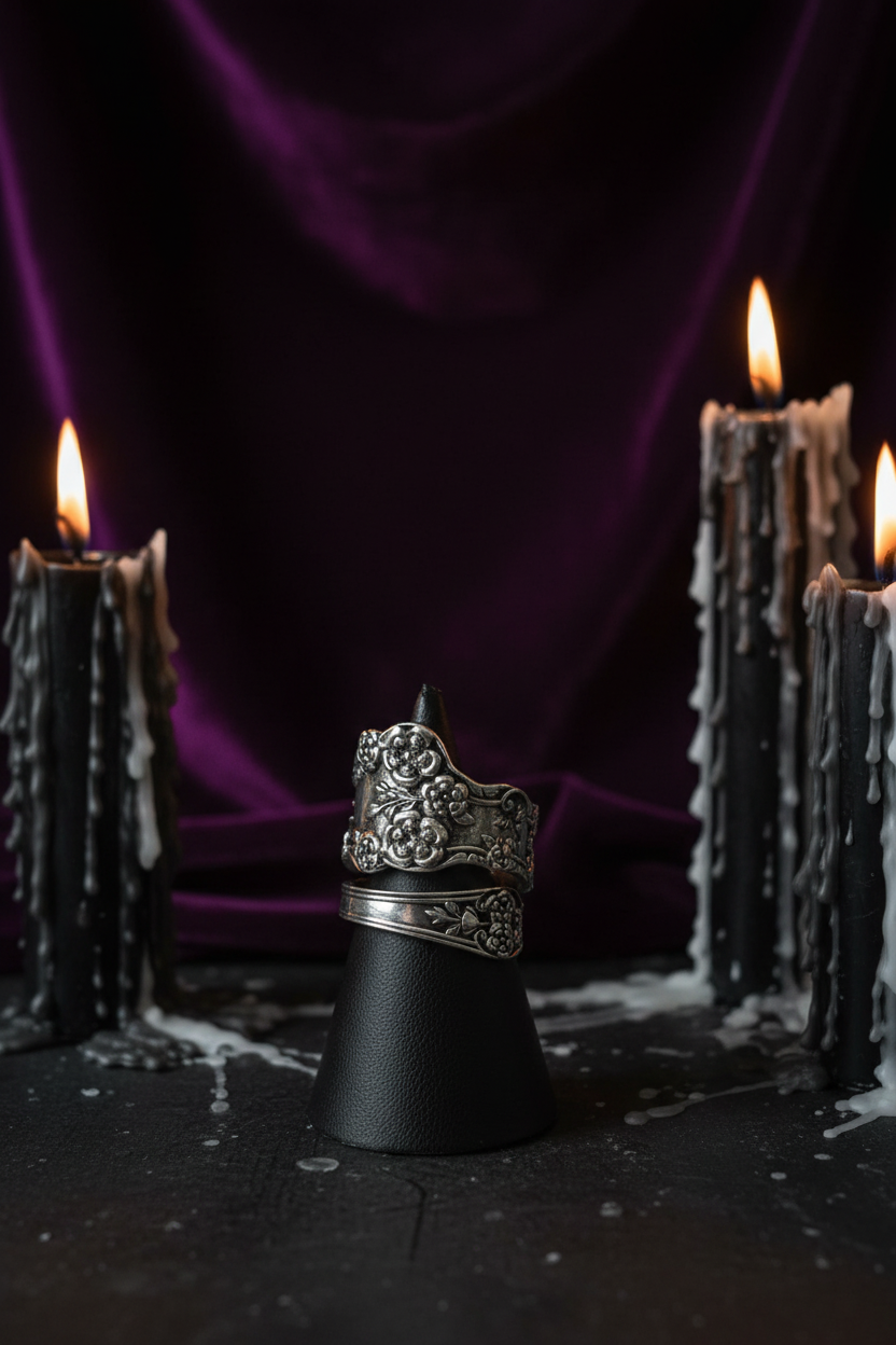 Bague cuillère côté velours violet
