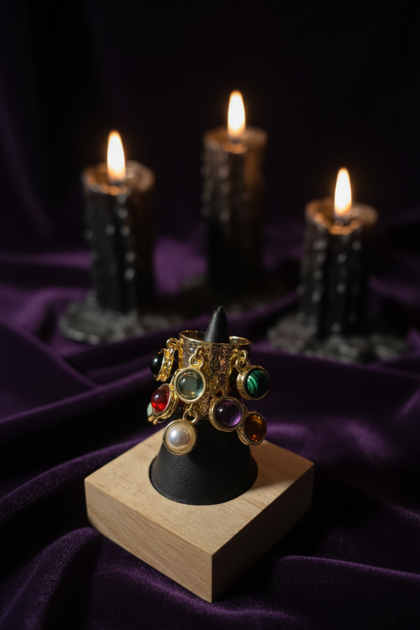 Bague multi-gemmes 3/4 – velours violet bougies