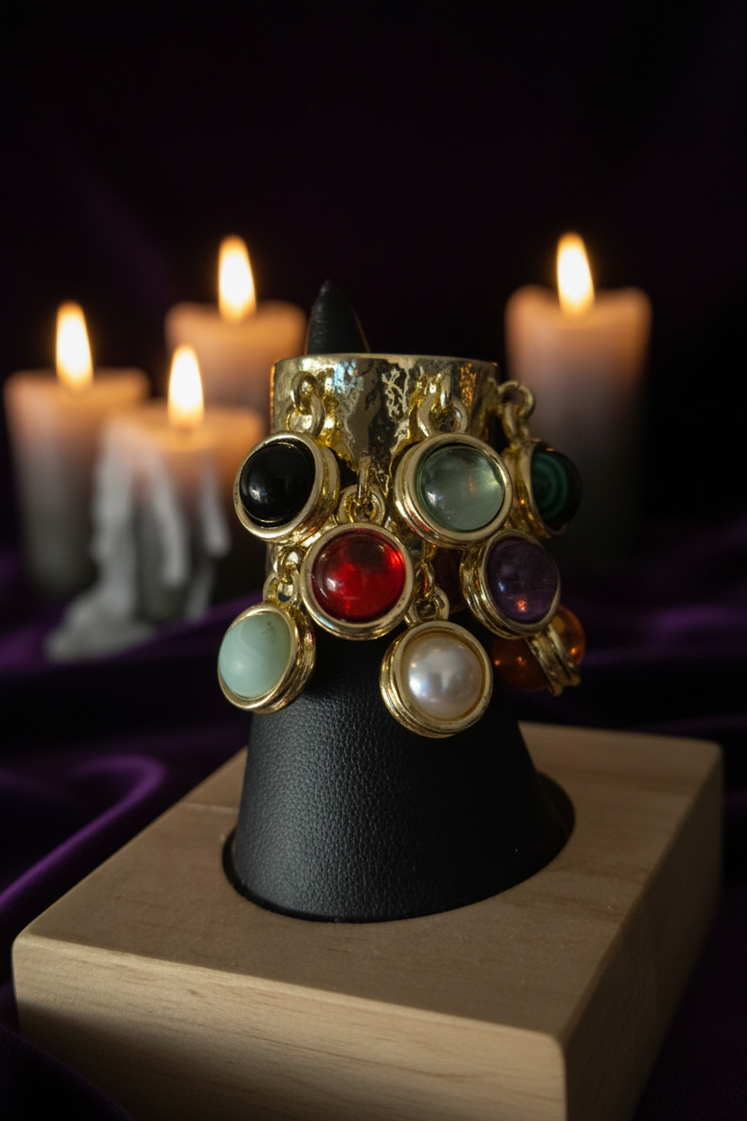 Bague multi-gemmes face – velours violet bougies