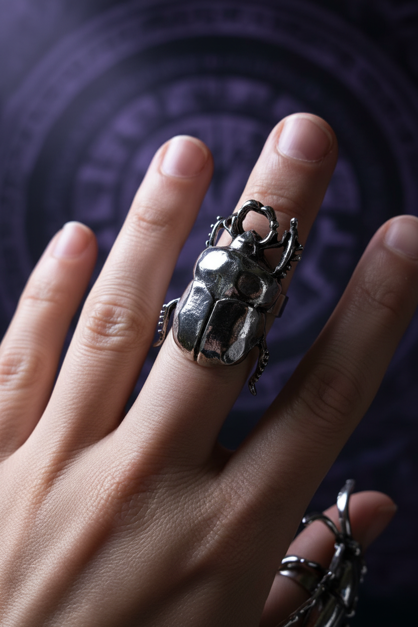 Bague scarabée - style gothique lumineux