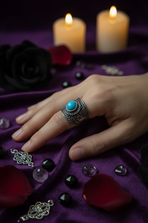 Bague turquoise portée - 2:3