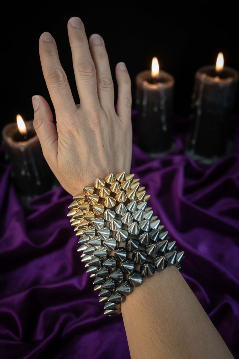 Bracelet porté ombré – velours violet bougies