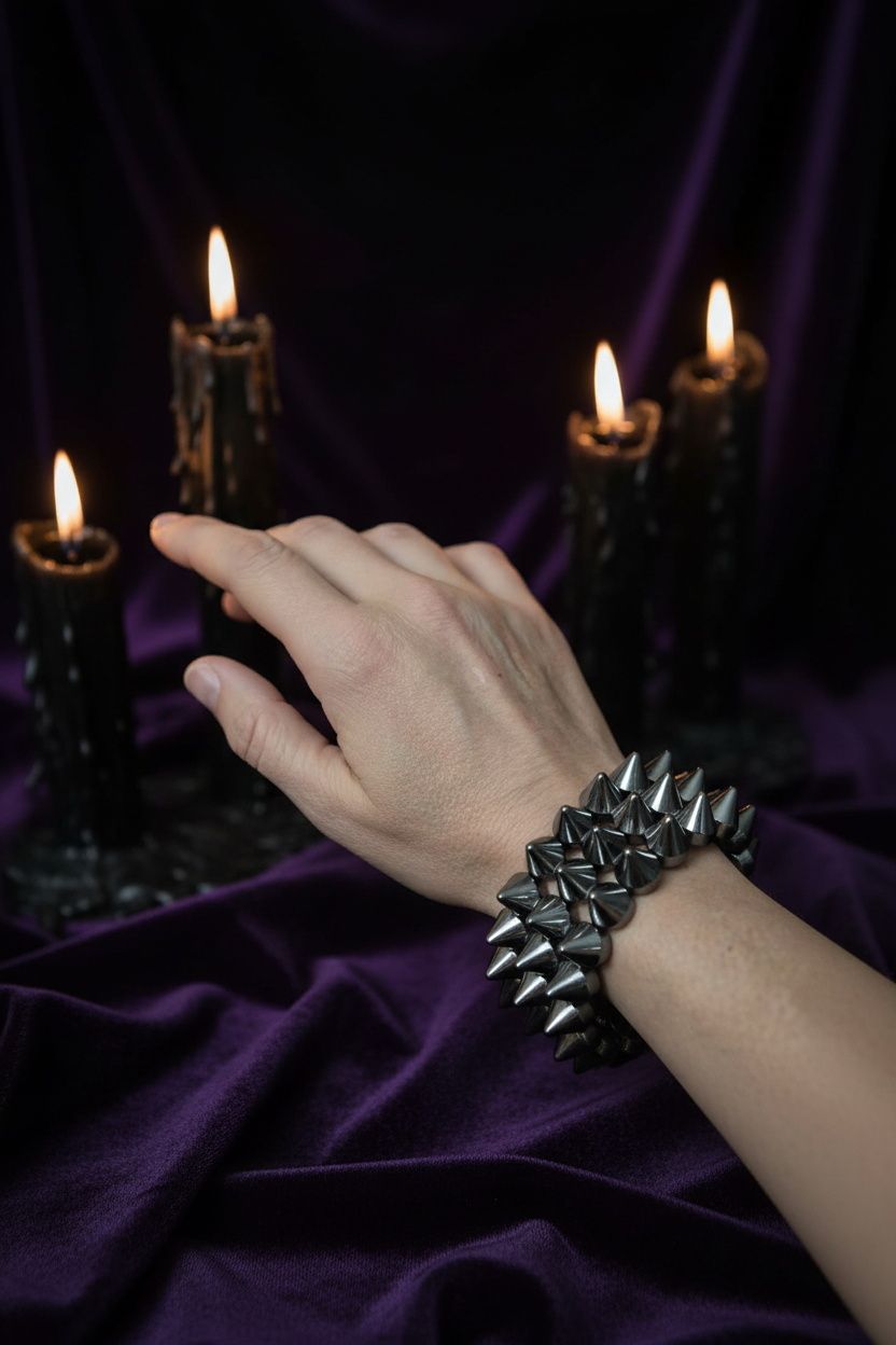 Bracelet Y2K punk à triple rang de clous – Gothique alternatif