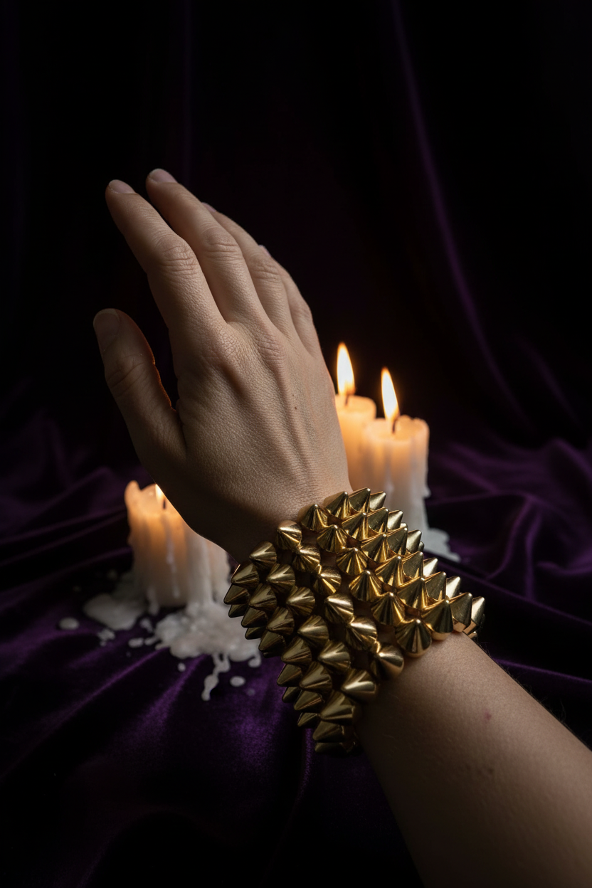 Bracelet Y2K punk à triple rang de clous – Gothique alternatif