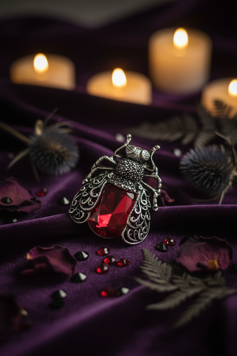 Broche mouche rouge - vue principale