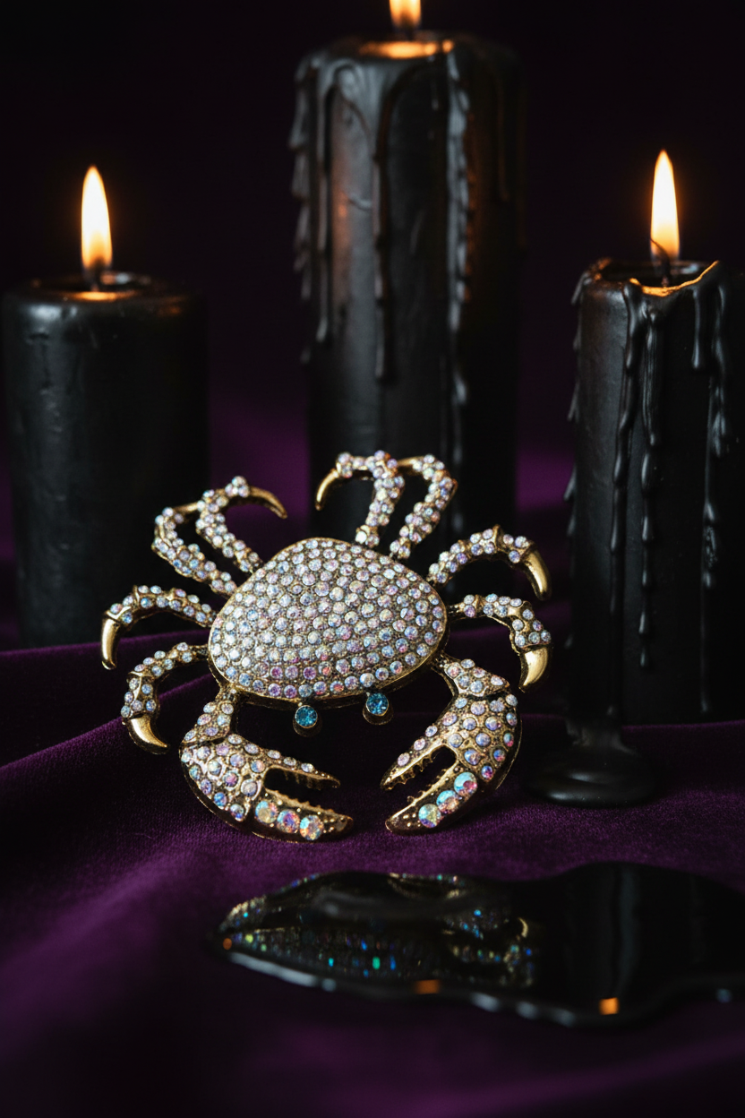 Crabe irisé blanc velours violet