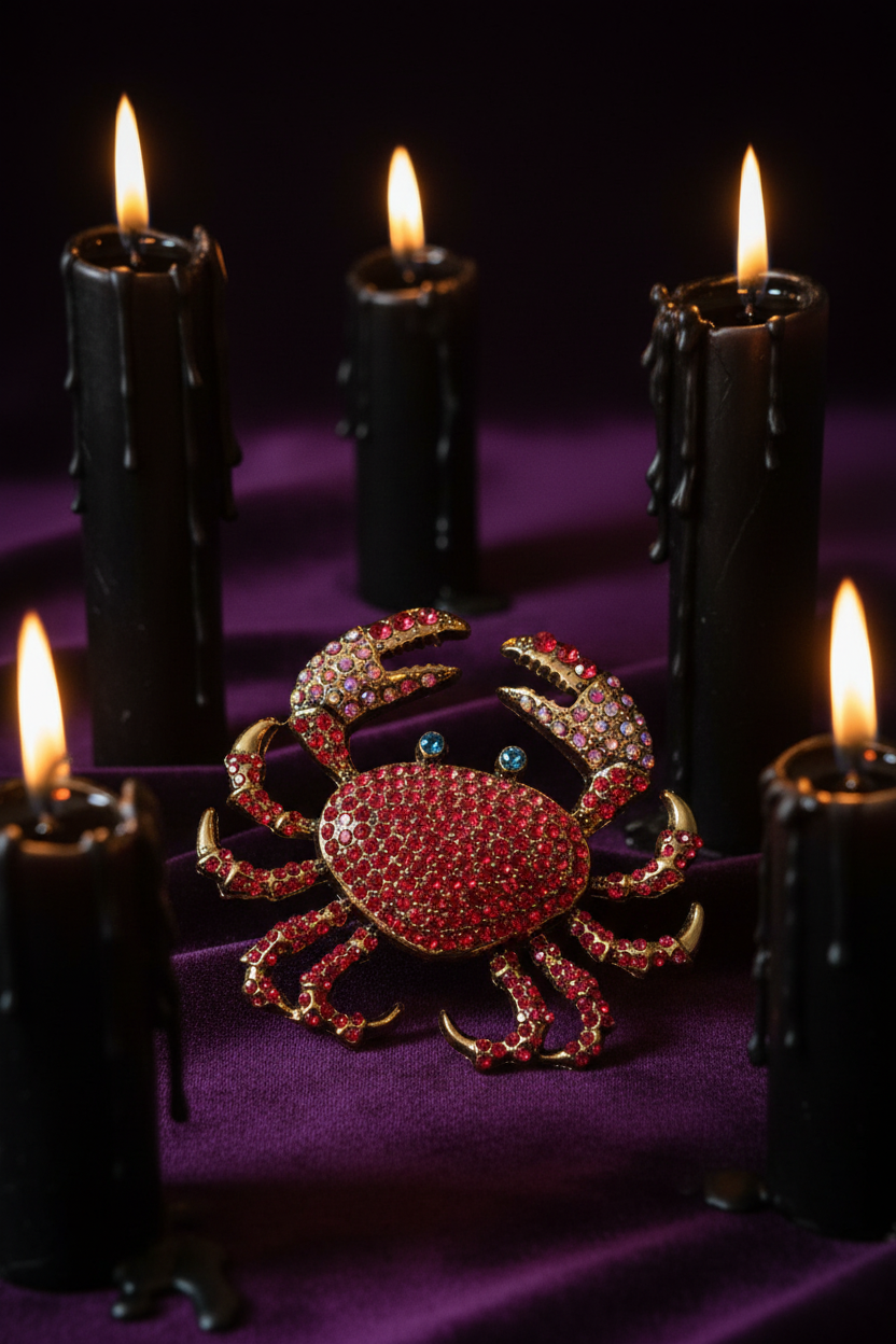 Crabe rose rouge velours violet