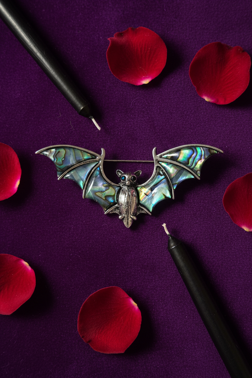 Flat lay broche lumineuse pétales