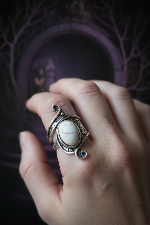 Bague Bohème Ajustable Pierre Turquoise, uni ou blanche – Style Boho