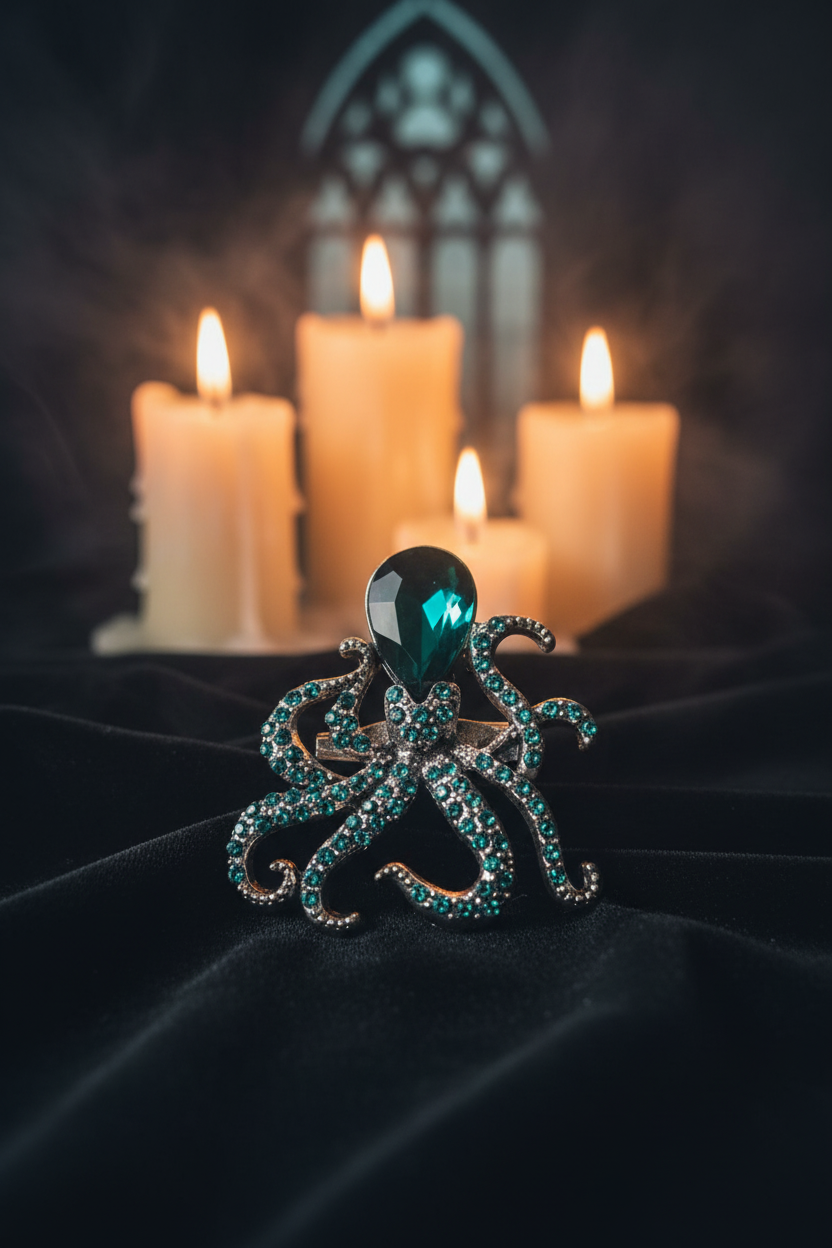 Broche Pieuvre Strass – Bijou Gothique & Mystique