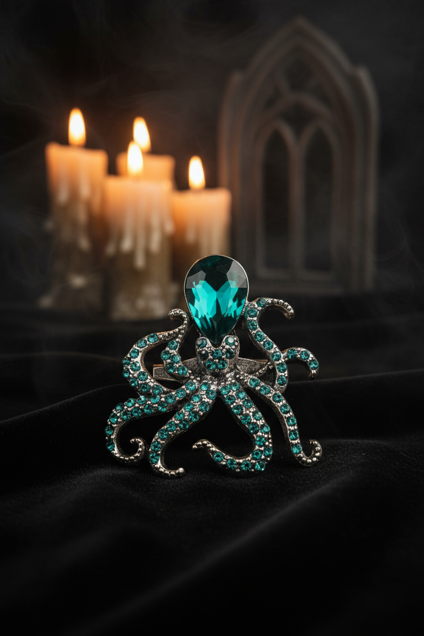 Broche Pieuvre Strass – Bijou Gothique & Mystique