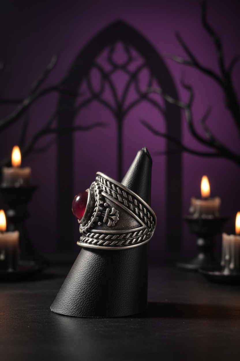 Bague Bohème Large – Pierre Rouge ou bleue & Tressages Argentés