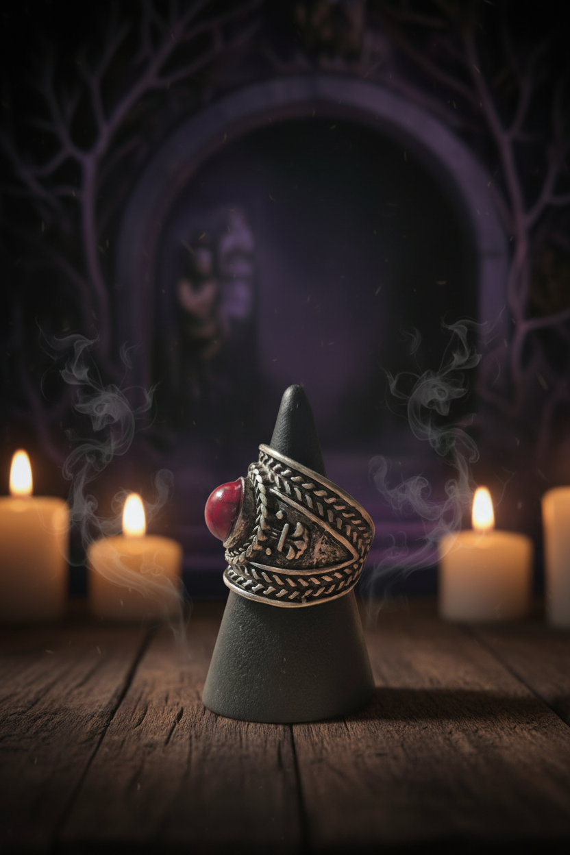 Bague Bohème Large – Pierre Rouge ou bleue & Tressages Argentés