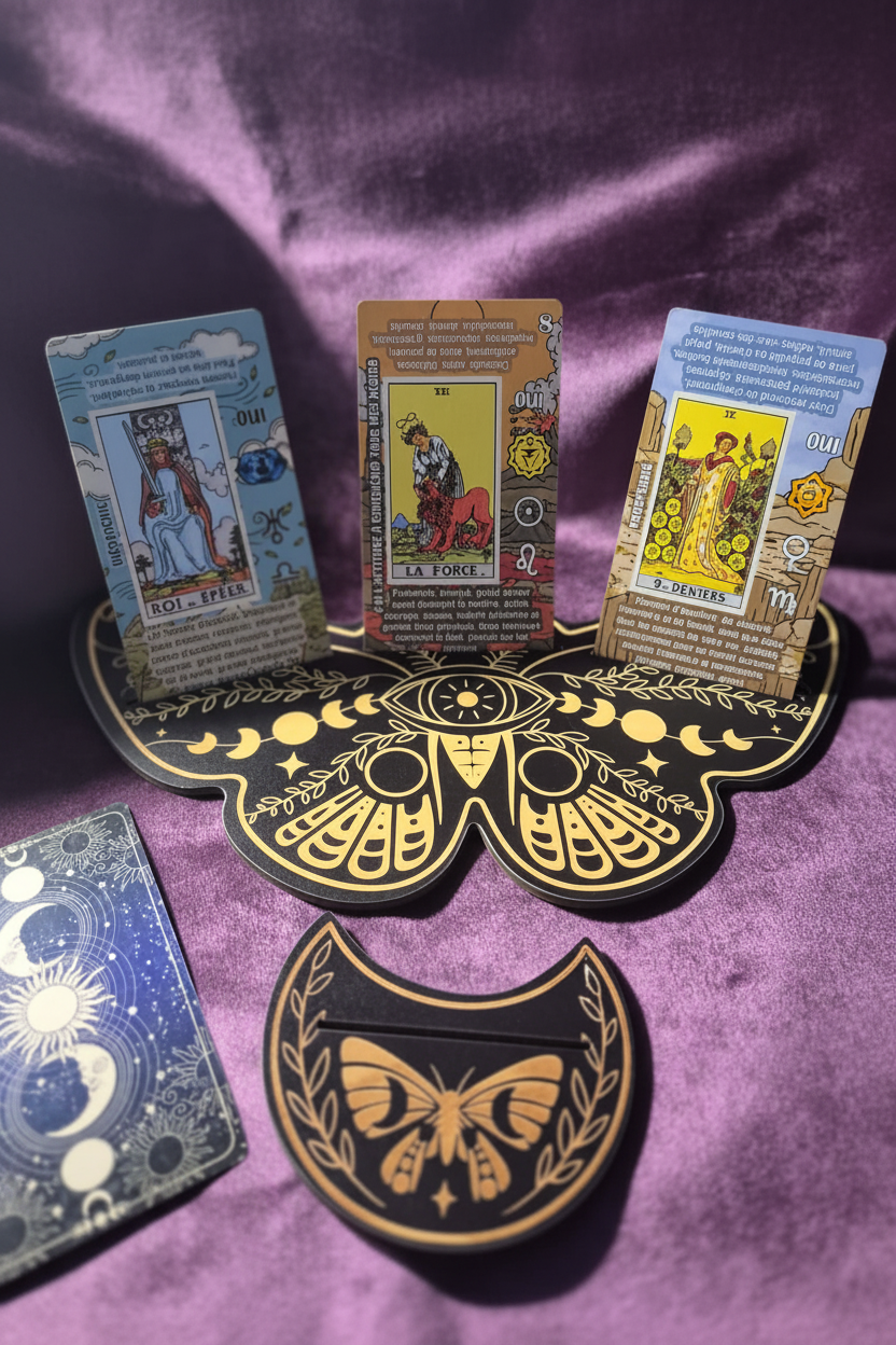 Porte-cartes papillon tarot face – plus lumineux gravures visibles