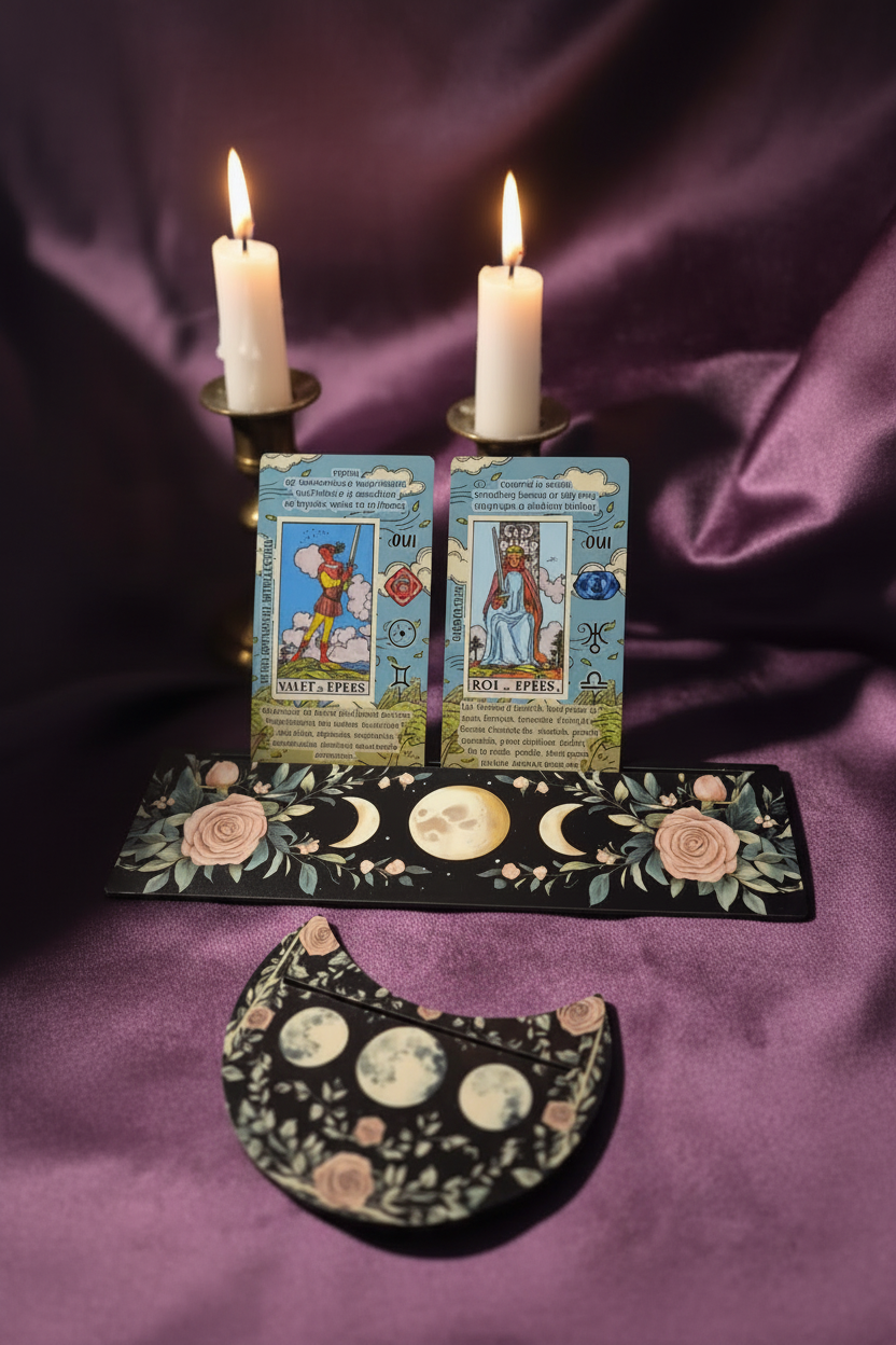 Présentoir duo roses lune bougies
