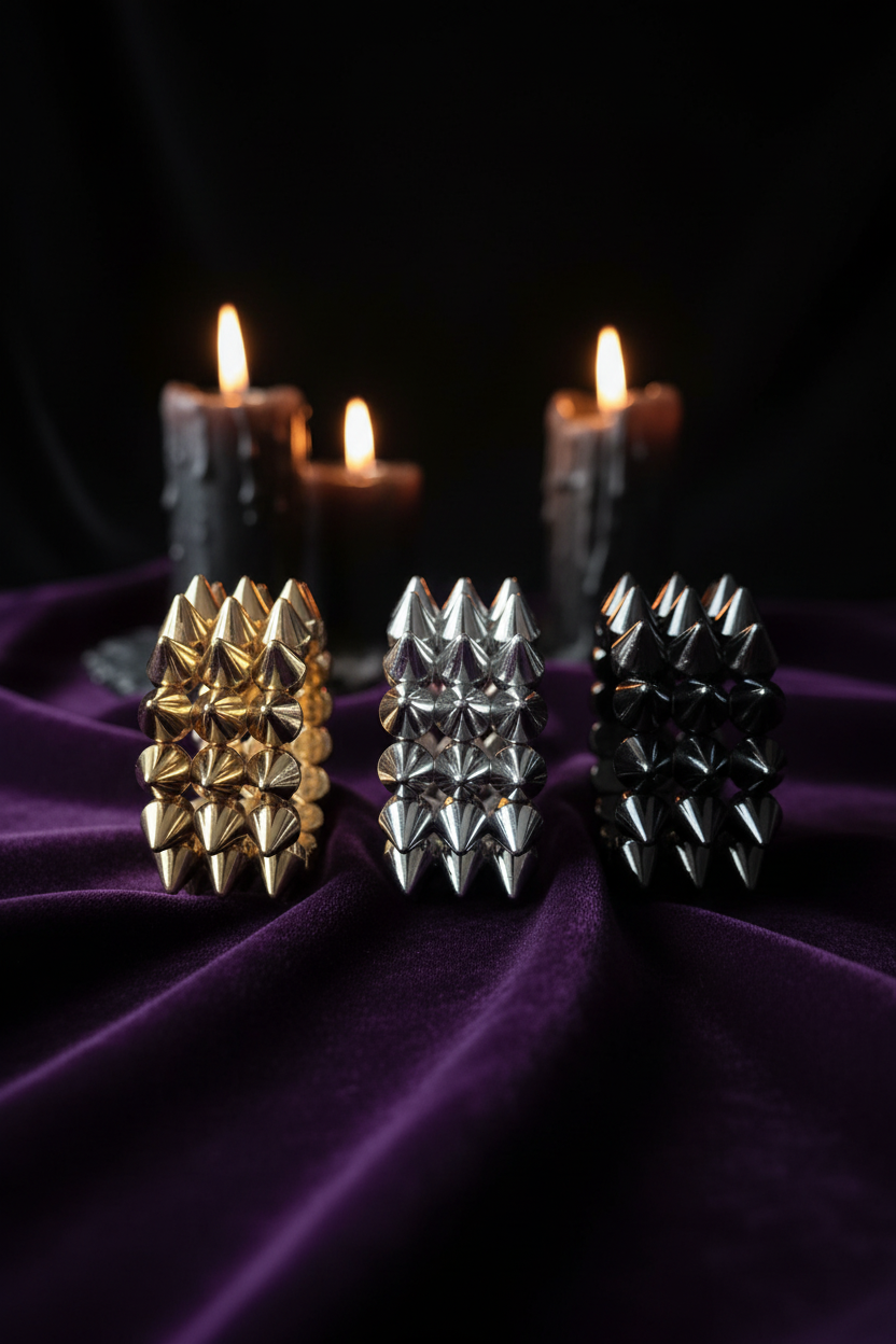 Trio bracelets debout – gothique velours violet bougies