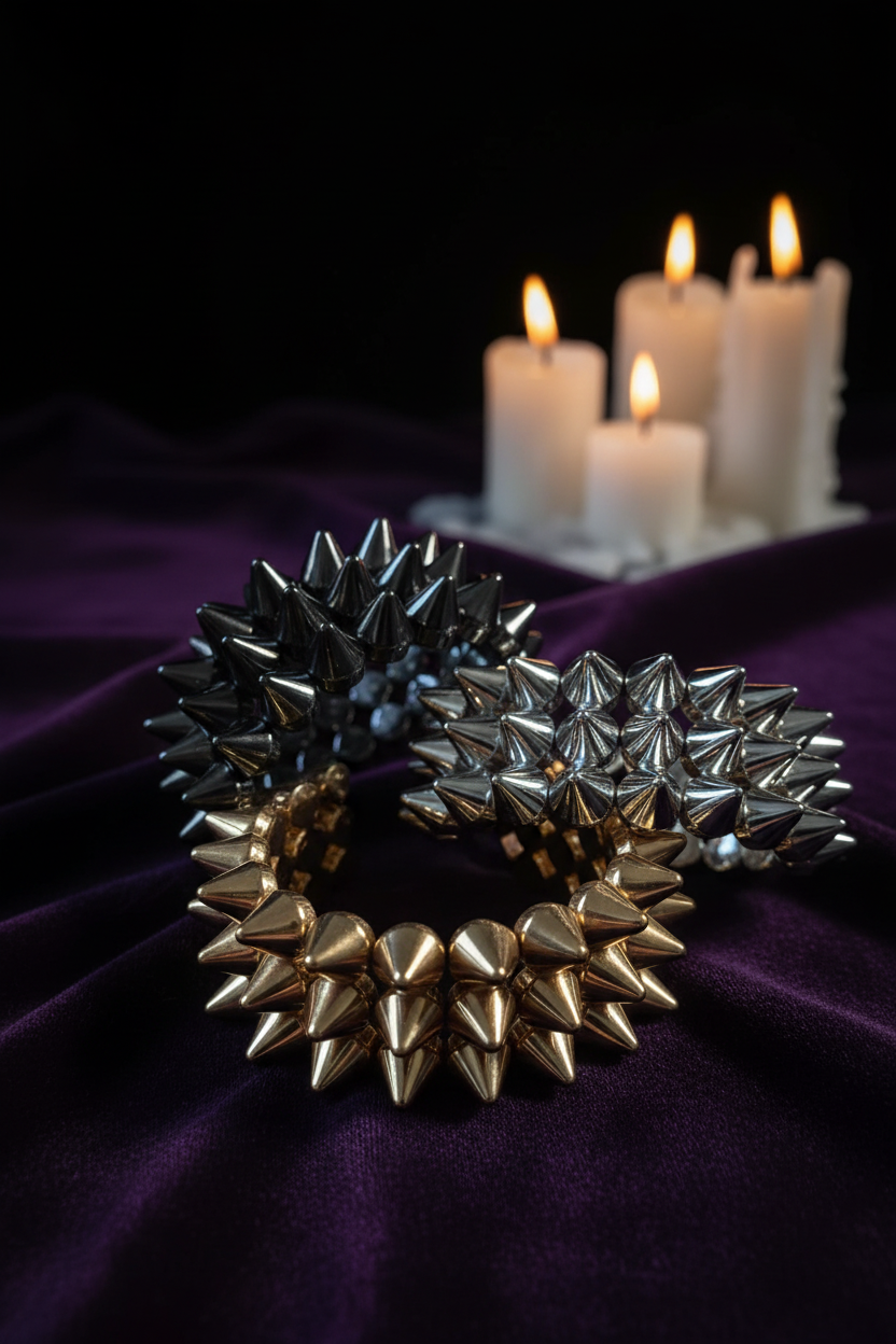 Trio bracelets spirale – gothique velours violet bougies